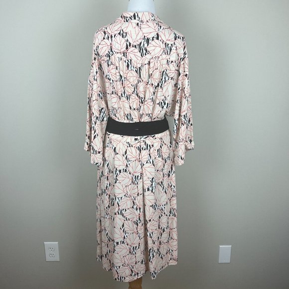 Diane Von Furstenberg Wrap Dress Women XL Multicolor Leaf 3/4 Wide Sleeve Office - Picture 5 of 15